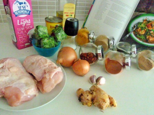 MissFoodFairy's chicken & spinach curry ingredients