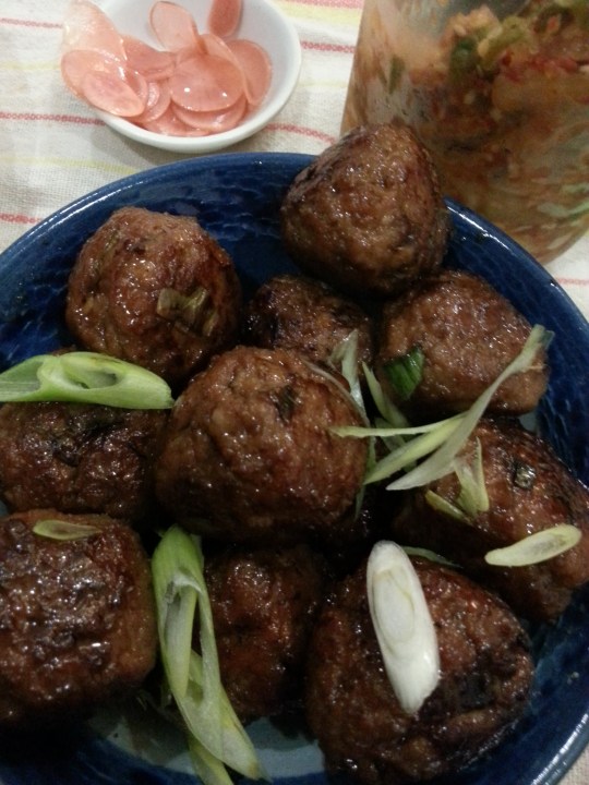 MissFoodFairy's Japanese-inspired meatballs with kimchi & radish