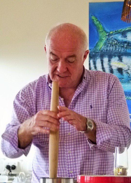 MissFoodFairy's Masterclass with Rick Stein grinding spices with rolling pin