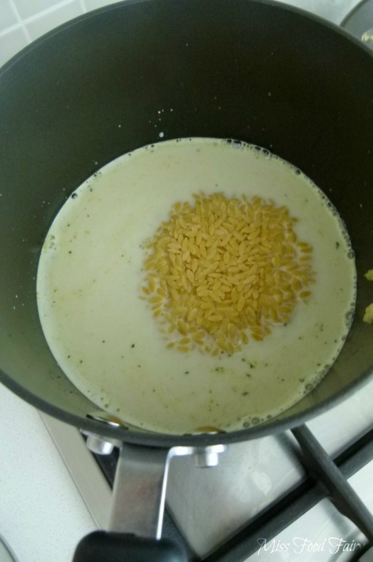 a.MissFoodFairy's risoni with milk, stock & garlic