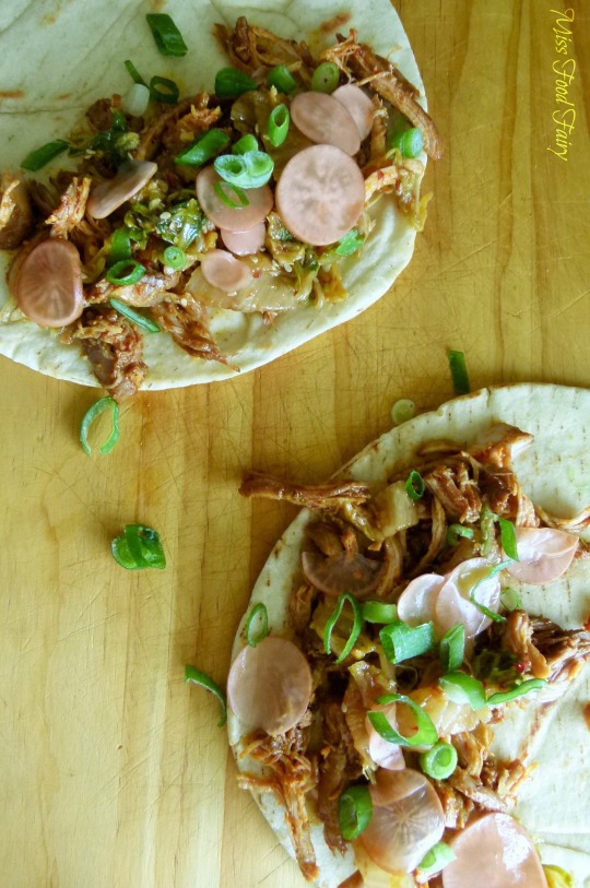 a.MissFoodFairys pulled chicken Asian style in pita with radish, kimchi & spring onions #1