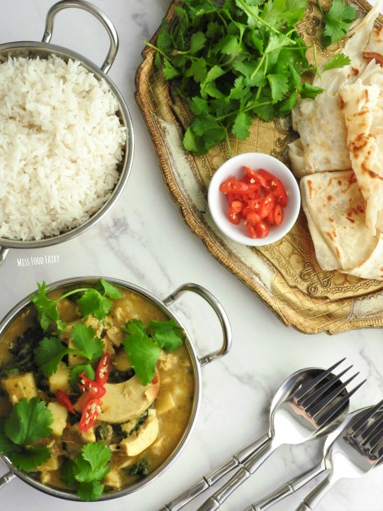 Chicken potato and spinach curry | Miss Food Fairy